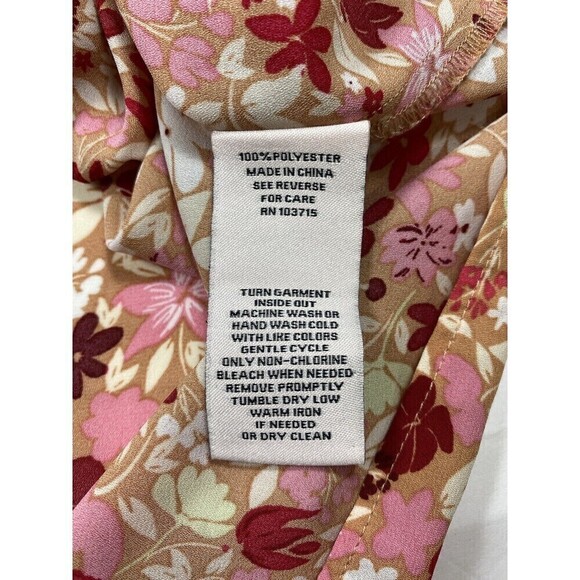 Nanette Lepore Floral Blouse Gold Red Pink Large 3/4 Sleeves Button Down Career - Picture 7 of 10
